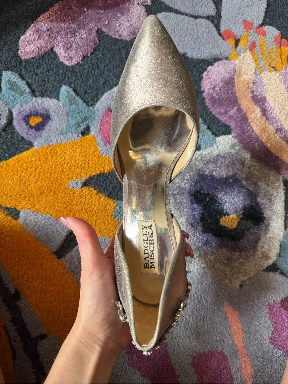 Badgley Mischka Silver Crystal-Embellished Stiletto Heels size 8 worn once - Picture 3 of 10